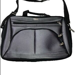 Gray and Black Laptop Bag with Adjustable Strap and Multiple Compartments